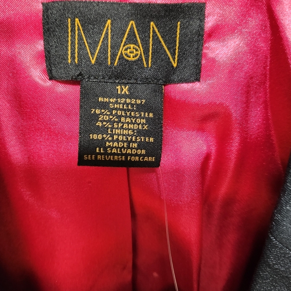 Beautiful Iman peplum jacket, black/dark navy w/pink lining, size 1X, NEW - Picture 4 of 5